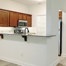 Well-lit kitchen with ample counter space